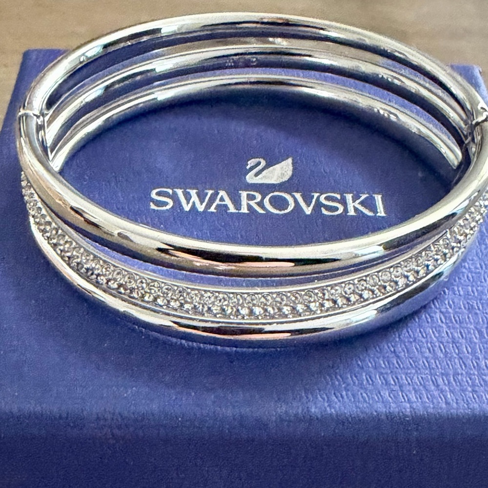 Swarovski Silver Crystal Pavé Triple Bangle Bracelet